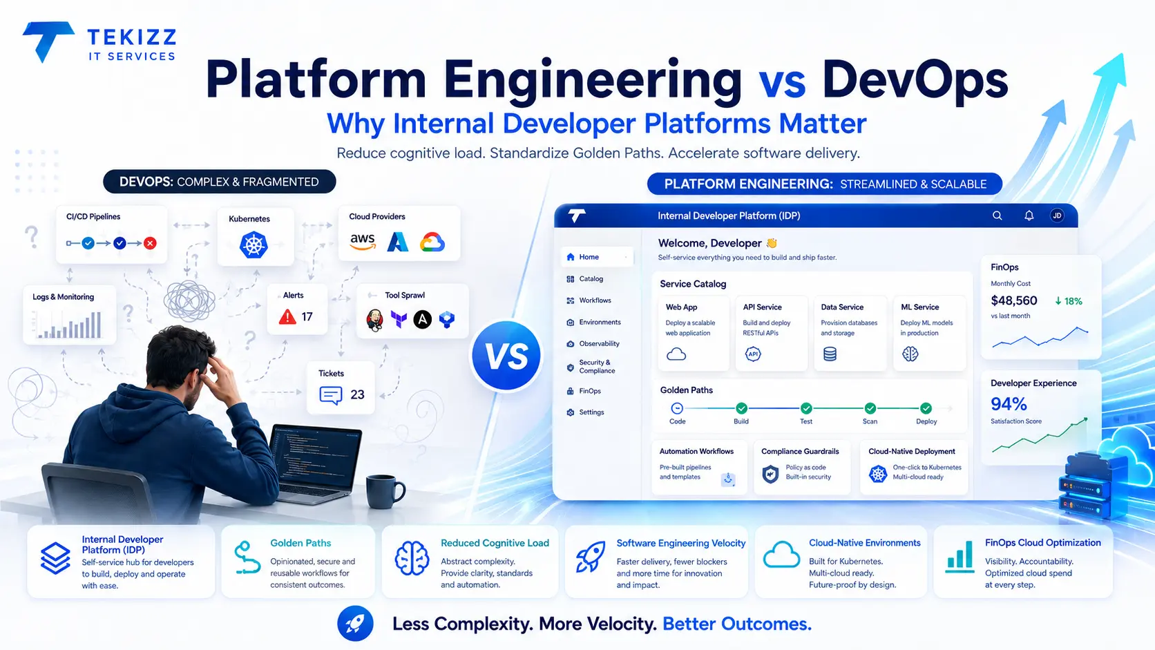 Platform Engineering vs DevOps: Why Enterprises Need Internal Developer Platforms - Tekizz software development and IT insights article